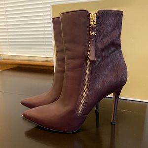 Michael Kors Shoes | Michael Kors Red Ankle Boots Faux Fur & Leather